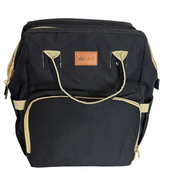 Debug- Diaper Backpack Travel Changing Station with 30L Bassinet- Black - Picture 1 of 11